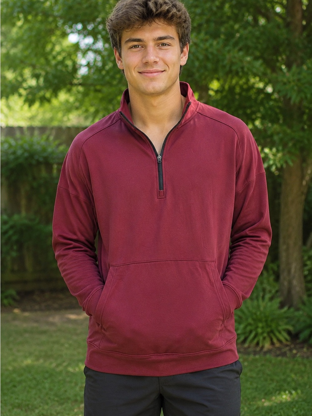 Pennant Sportswear Maroon Quarter-Zip Pullover Size Small NWT